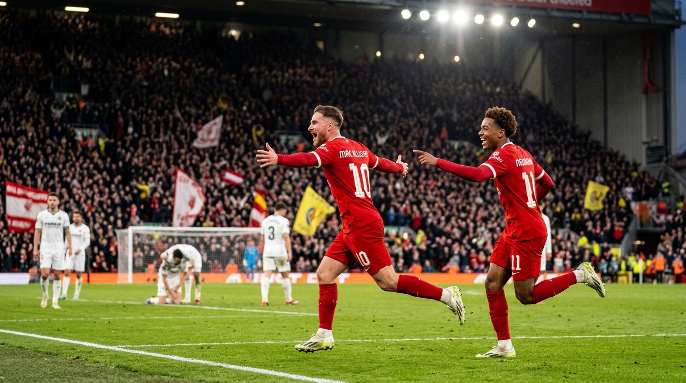 Liverpool 4-3 Villarreal: Mac Allister ve Ngumoha Anfield'daki Muhteşem Geri Dönüşe Damga Vurdu