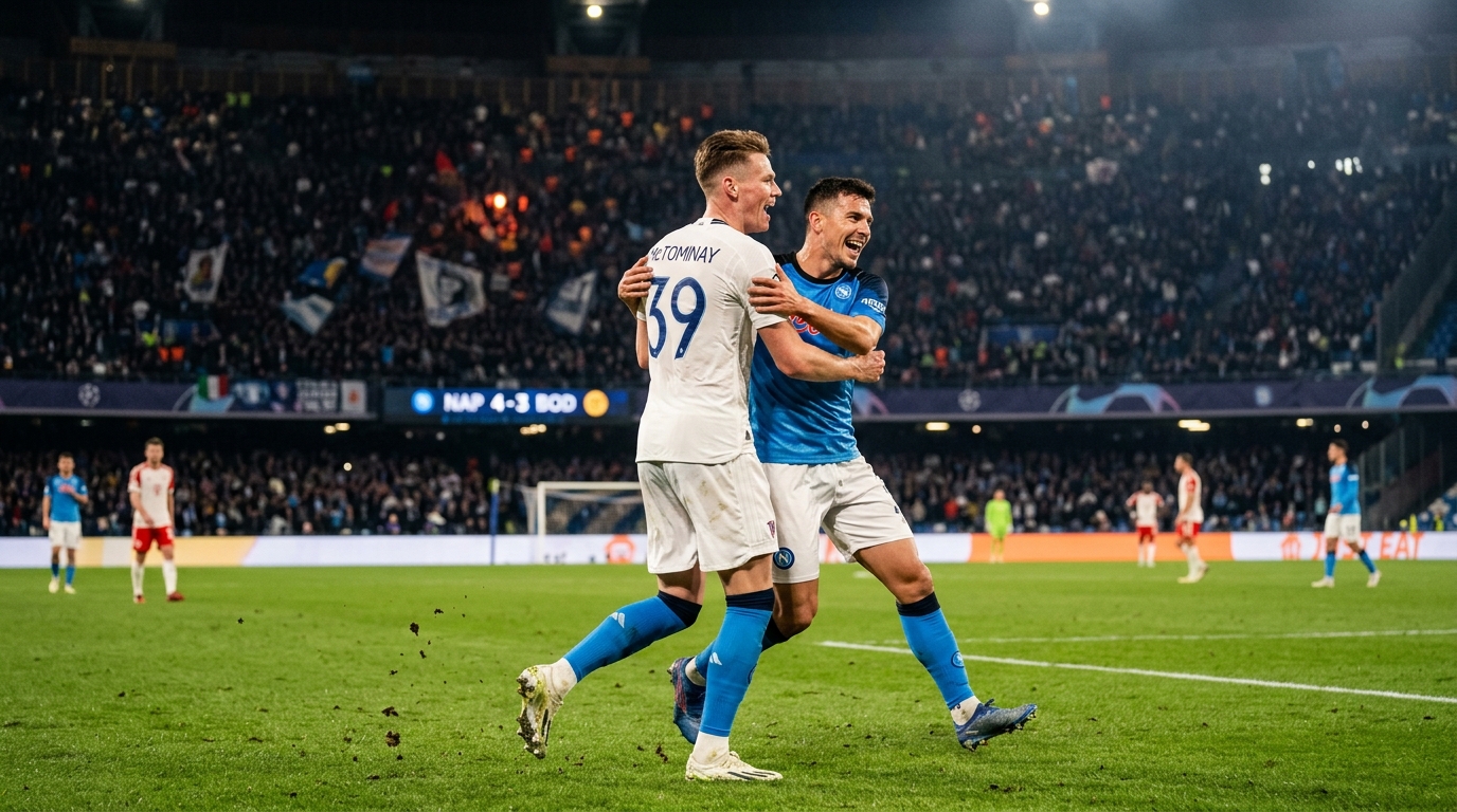 Napoli 4-3 Bodø/Glimt: un doblete de McTominay da a Allegri su primera victoria en la Champions League