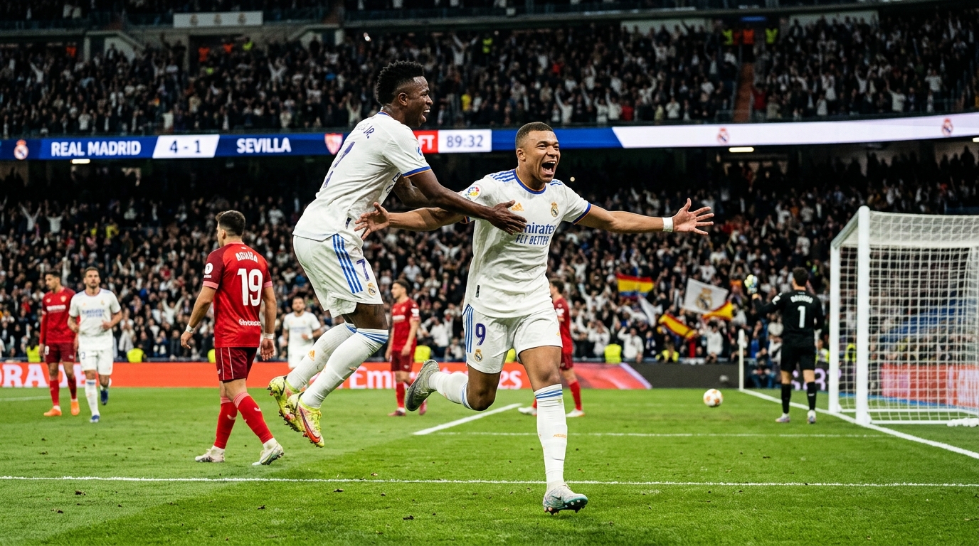 Real Madrid 4:1 Sevilla: Doppelpack von Mbappe für Mourinhos Team