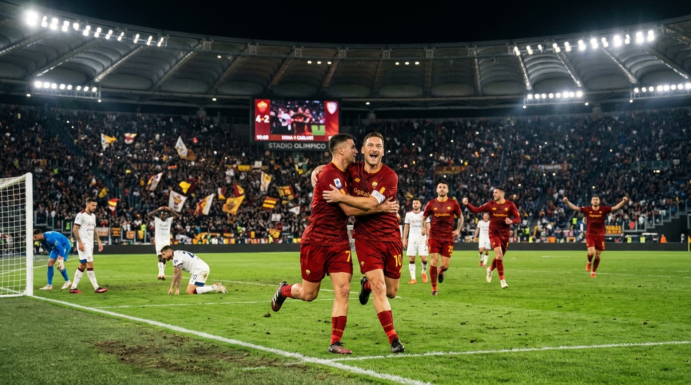 Roma 4-2 Cagliari: Mora Shines as Roma Strike Late Once Again